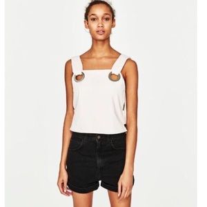Zara trafaluc white cropped top